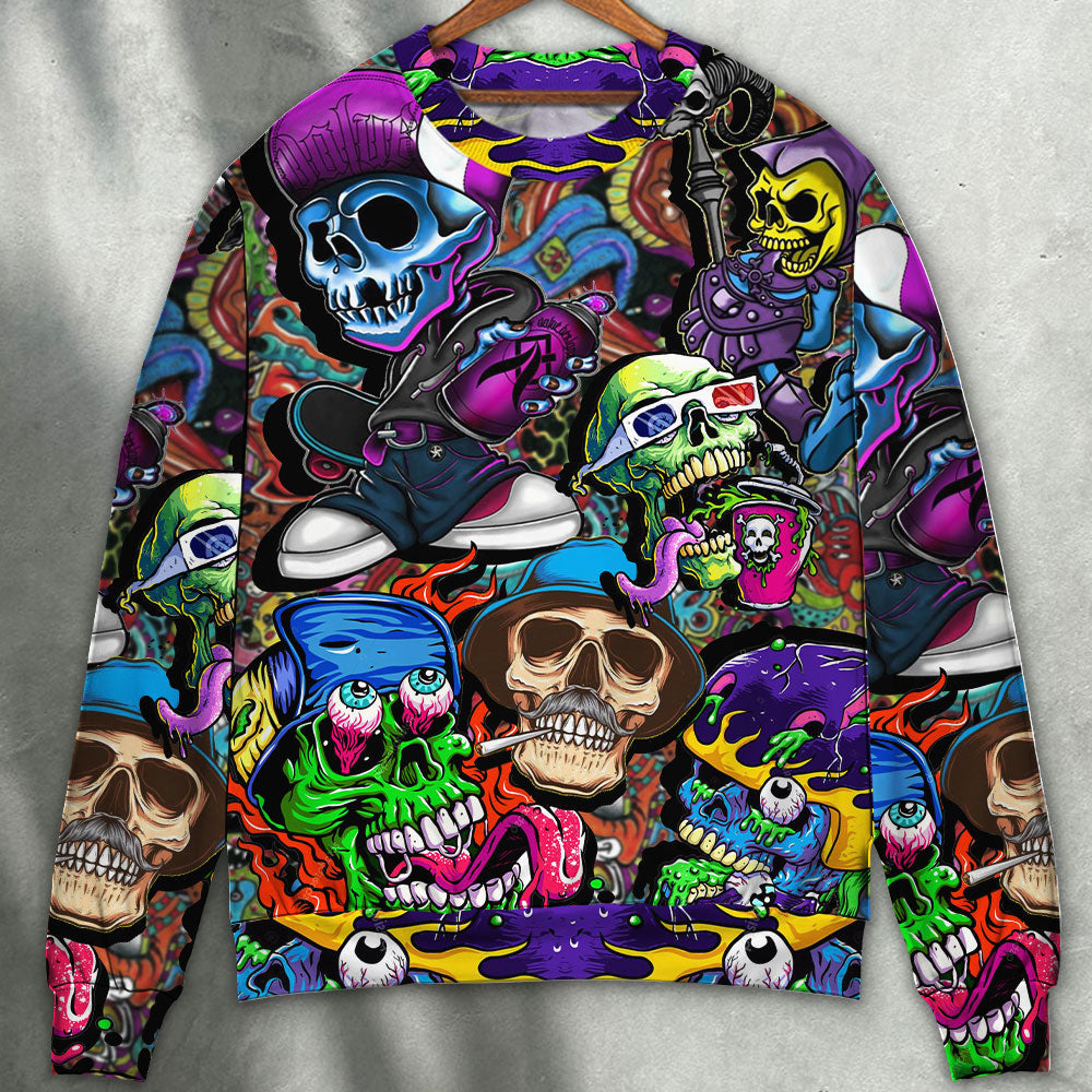 Colorful Mix Skull Art Style – Sweater - Ugly Christmas Sweater