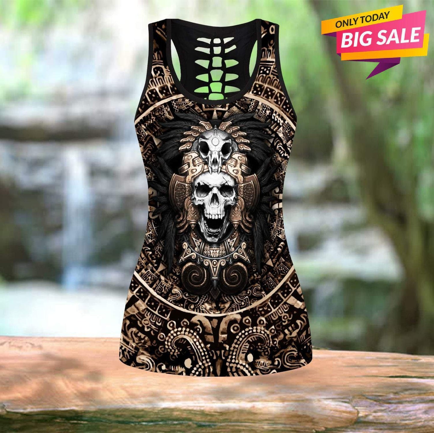 Aztec Warrior Mexican Skull – Hollow Tank Top