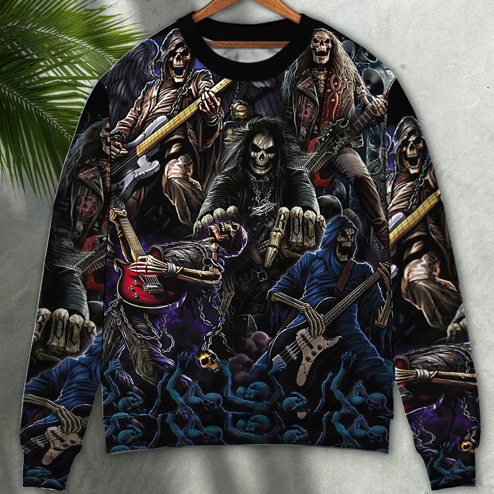 Cool Dark Skull Guitar Style – Sweater - Ugly Christmas Sweater