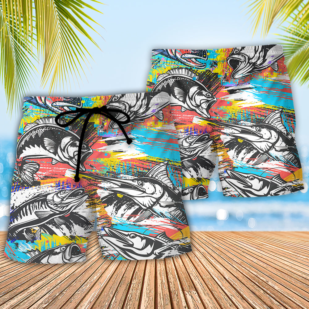 Fishing Saved Me Funny Hook Lover - Beach Short