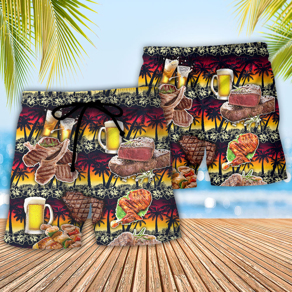BBQ Meat Funny My Wife Loves My Meat - Beach Short