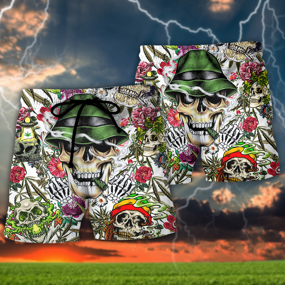 Skull Bold Response Graphic With Strong Attitude Statement – Beach Short