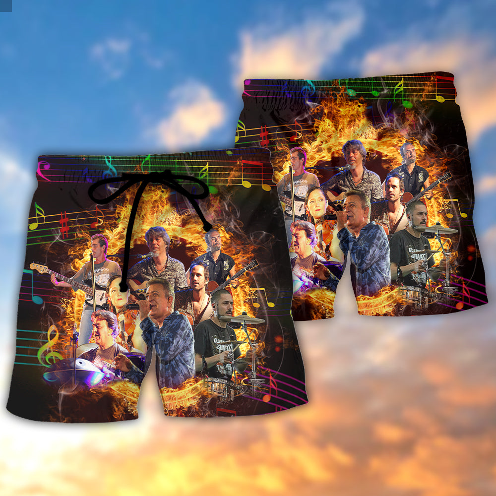 Musicians Playing Instruments Art Style – Beach Short