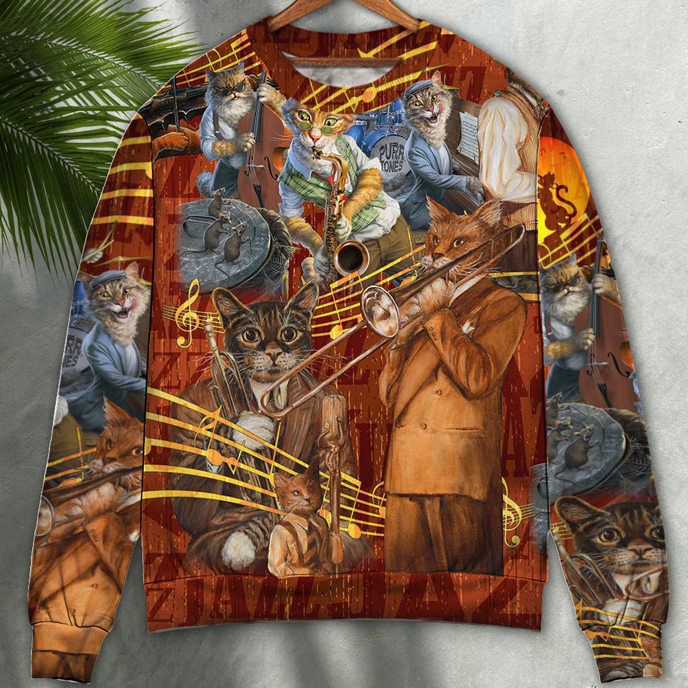 Jazz Music Lover Cat Style – Sweater - Ugly Christmas Sweater