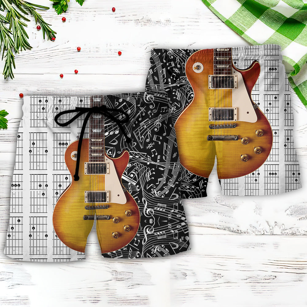 Bass Guitar Musician Art Style – Beach Short