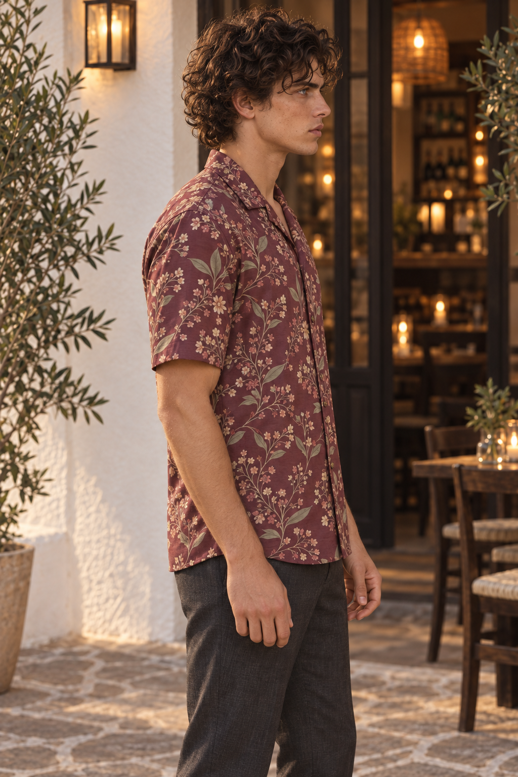 Men's Afterglow Clove Blossom Hawaiian Shirt – Oxidized wine