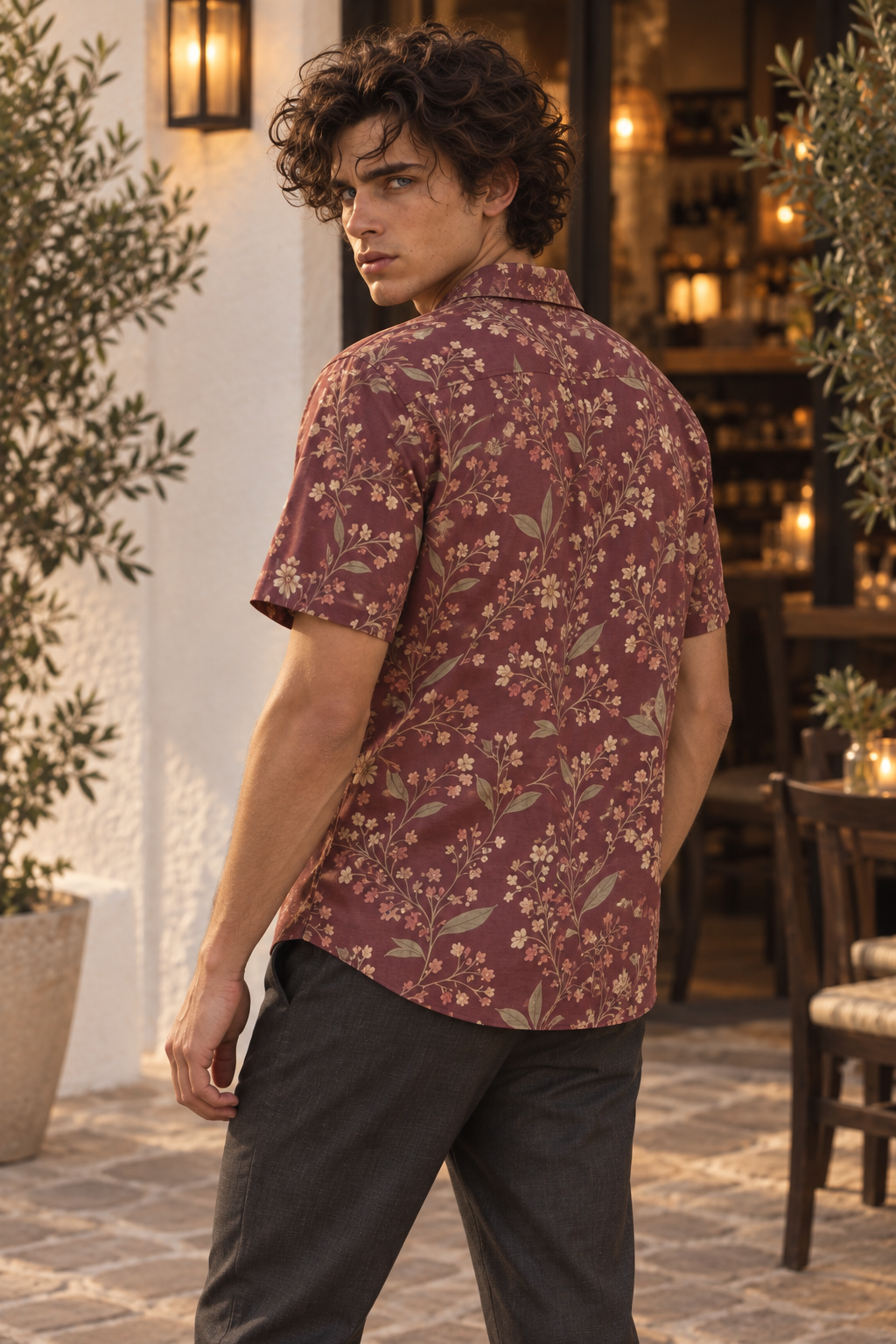 Men's Afterglow Clove Blossom Hawaiian Shirt – Oxidized wine