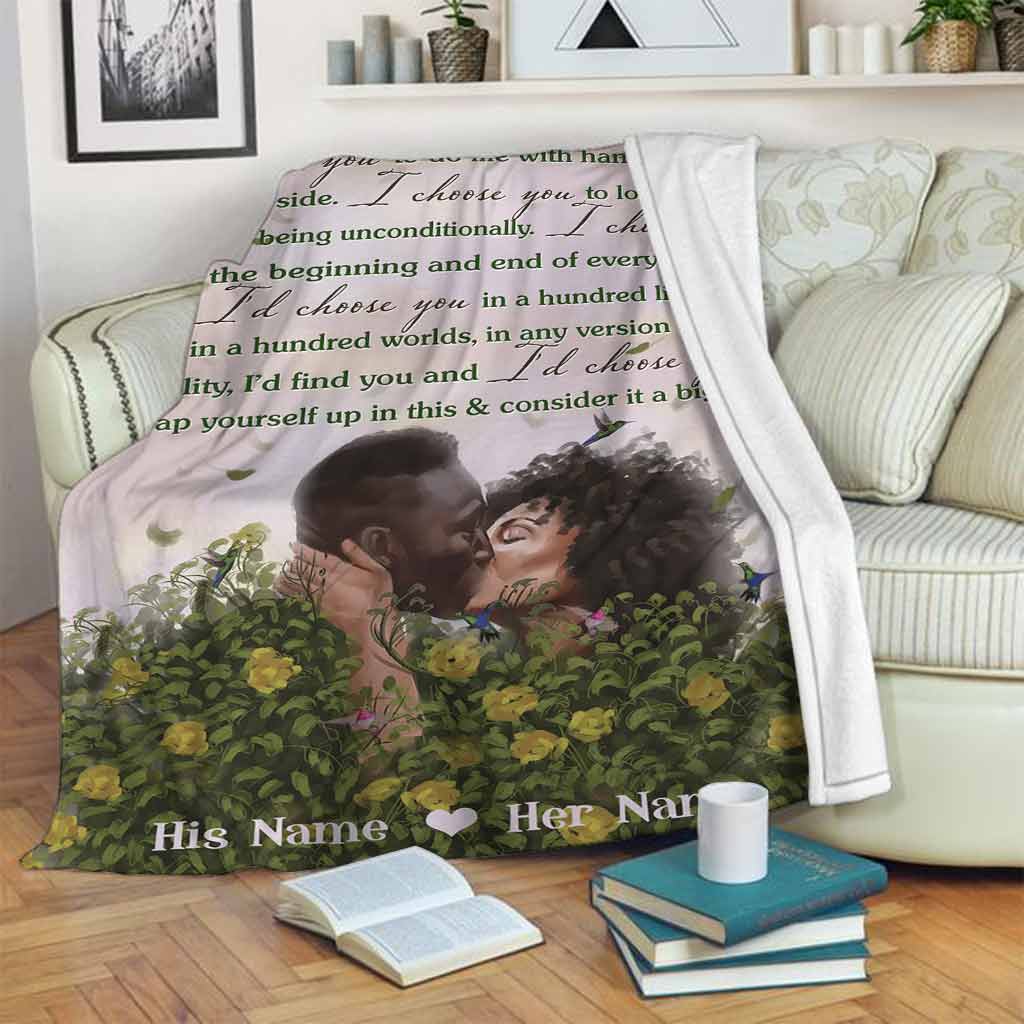 African American Every Love Story Is Afro Couple Flannel Blanket For Relaxing At Home And Travel