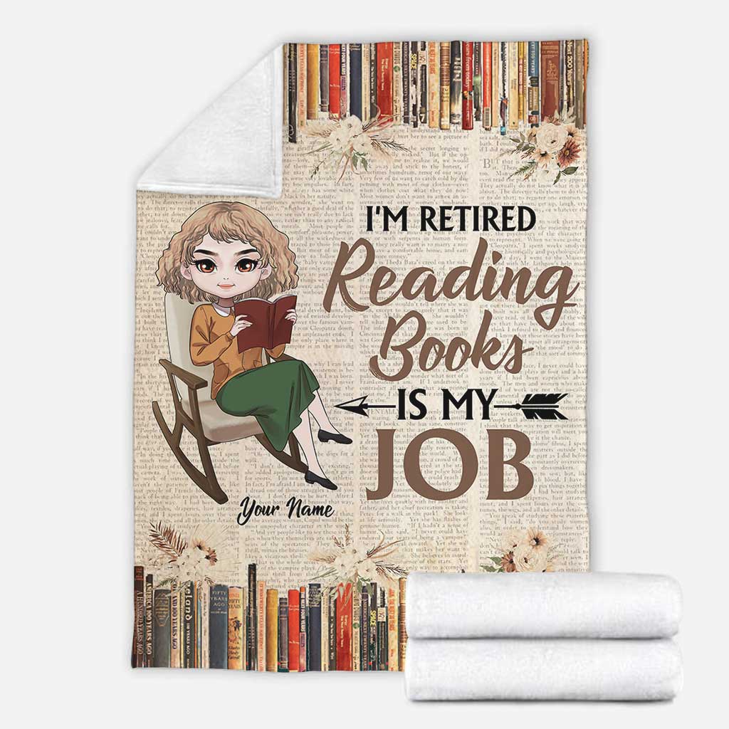 Book I'm Retired Reading Books Is My Job Personalized Flannel Blanket For Bed Sofa And Reading Nook Decor