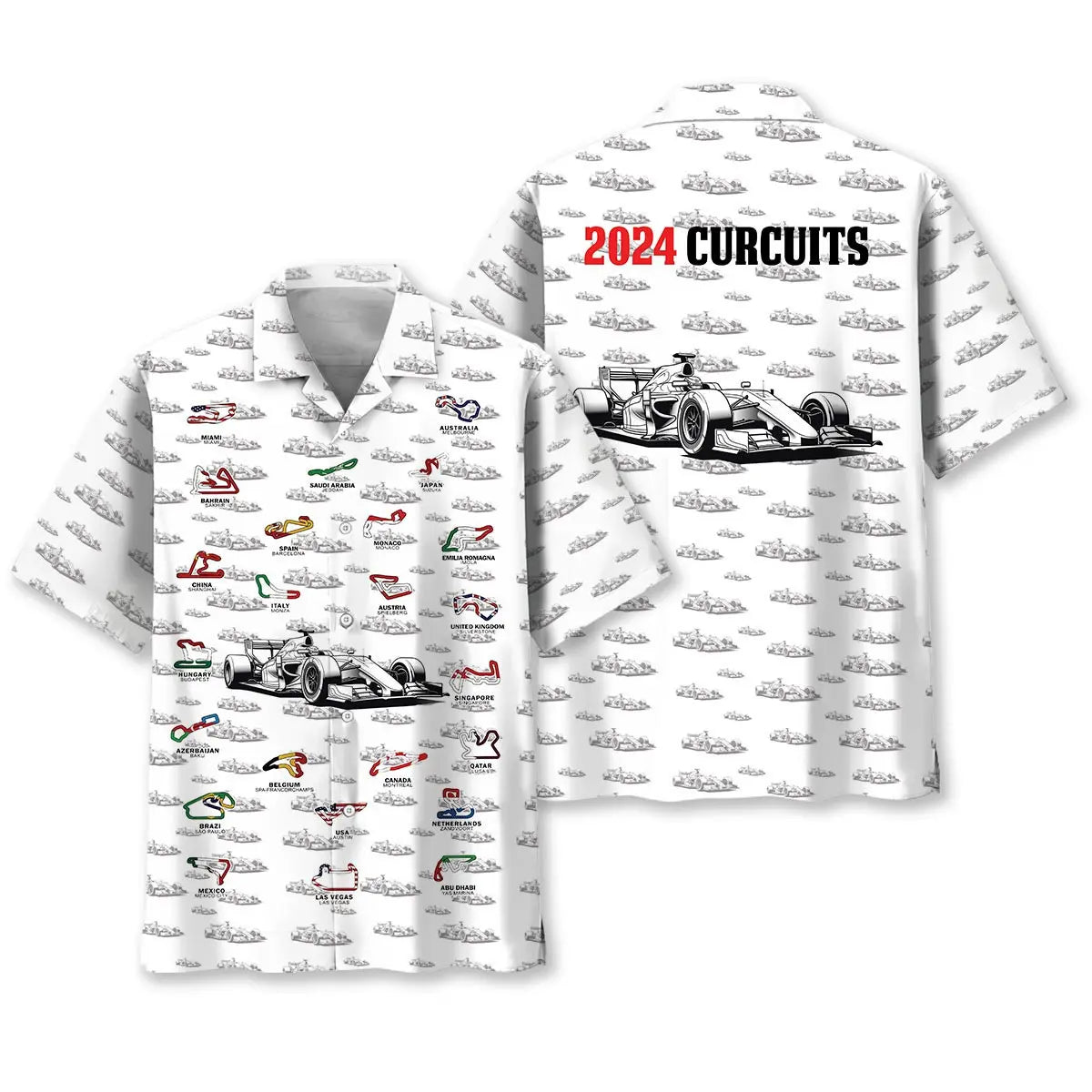 Hawaiian Shirt / Adults / S 2024 F1 Circruits Hawaiian Shirt