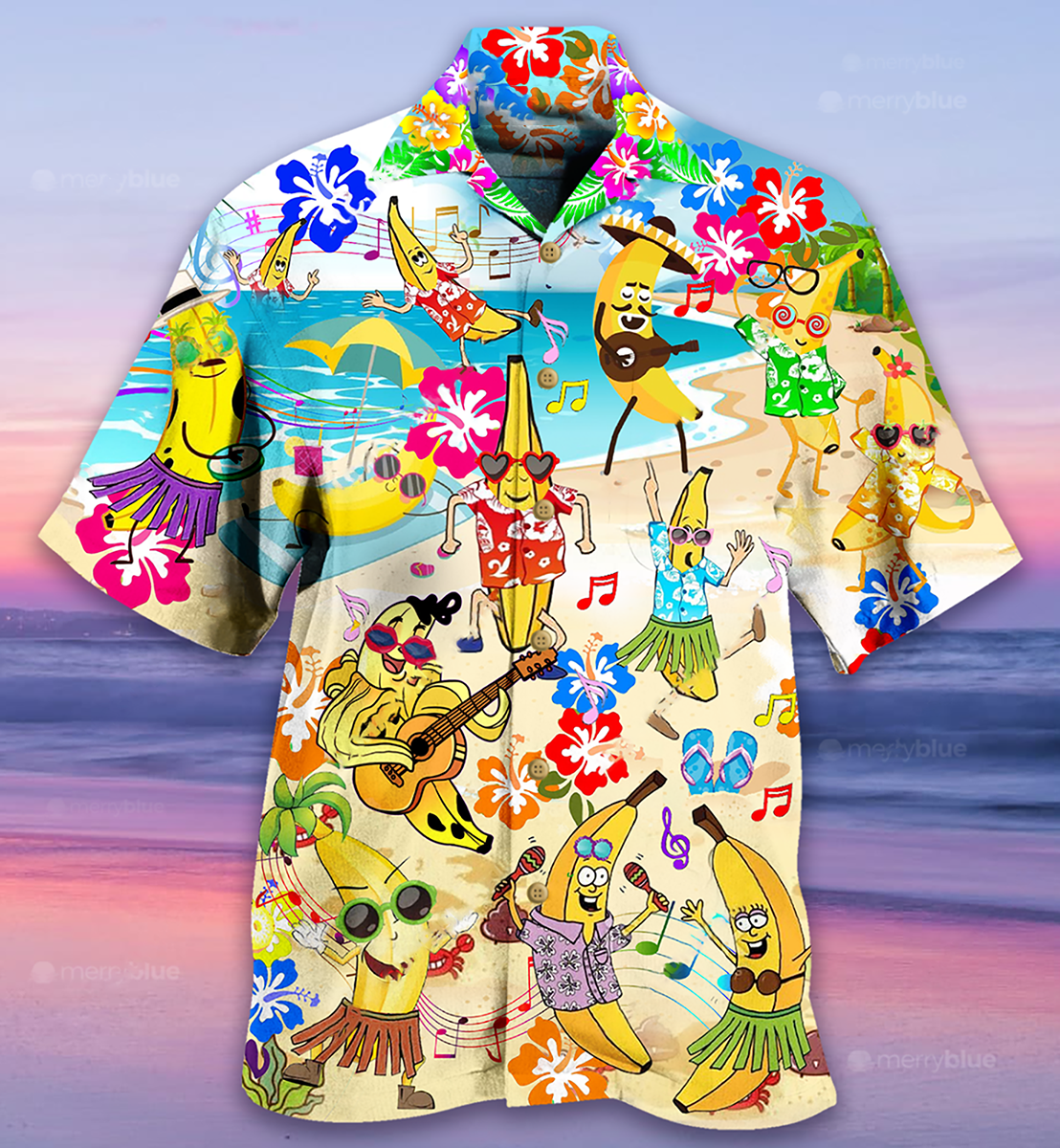 Funny Banana Love Beach Music Tropical Style - Hawaiian Shirt
