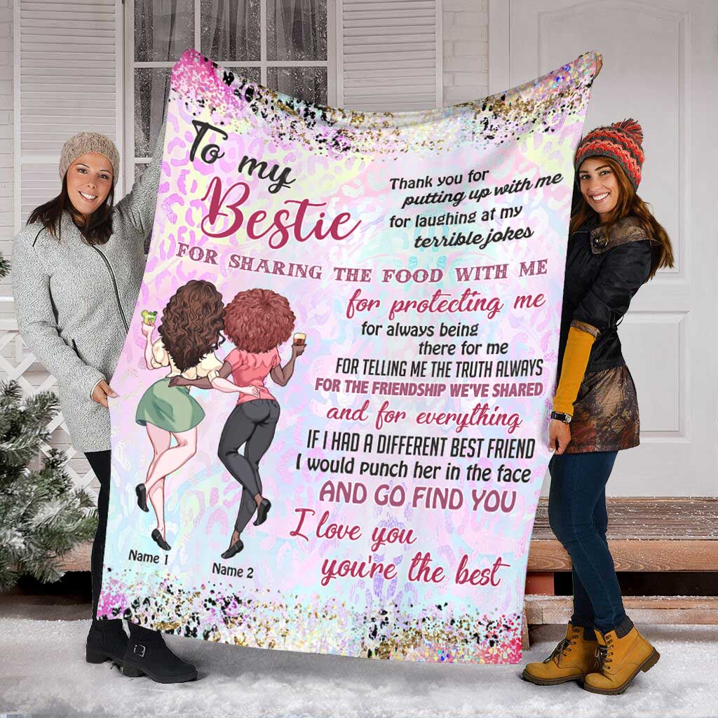 Bestie Love Beautiful Personalized Flannel Blanket For Soft Bed Couch And Home Comfort