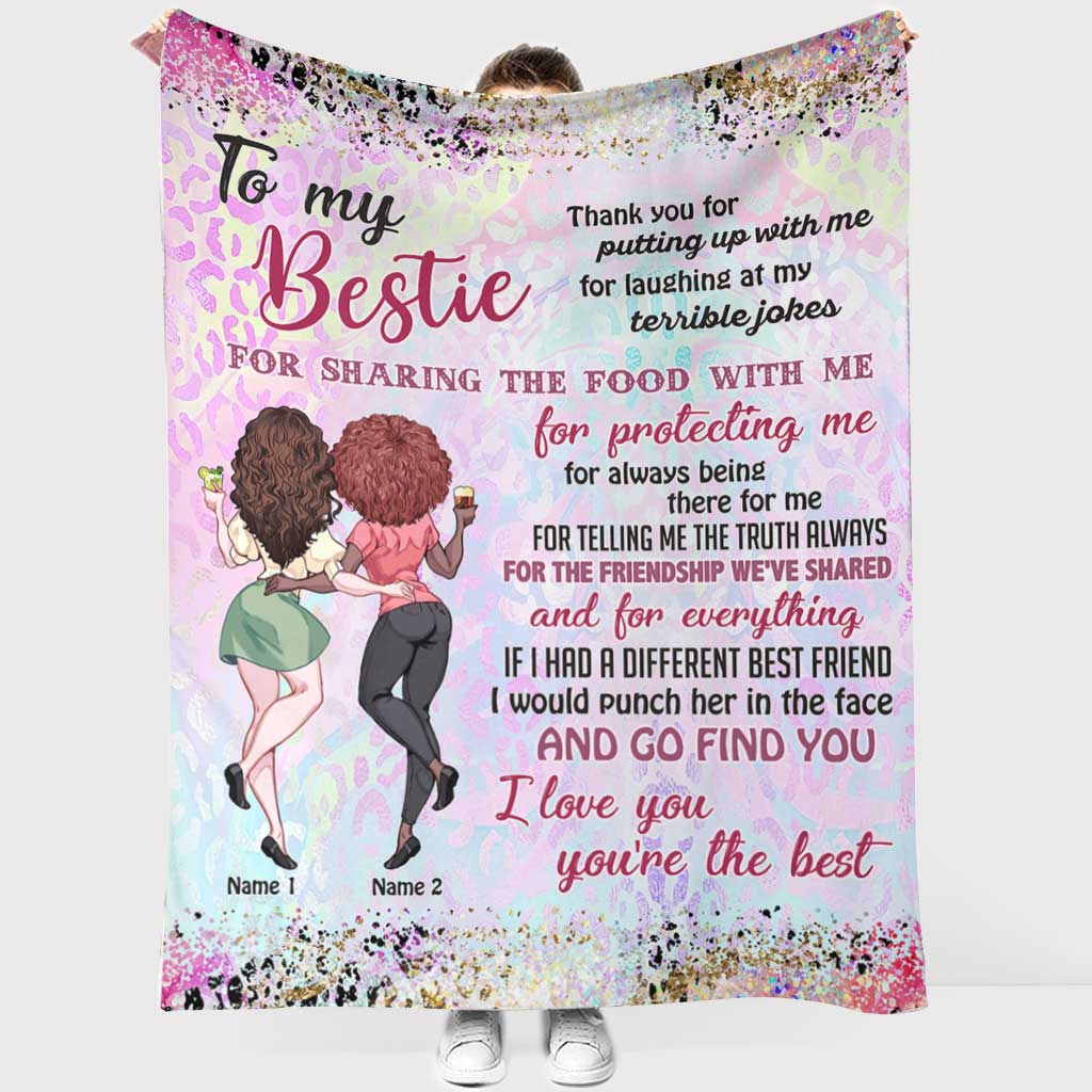 Bestie Love Beautiful Personalized Flannel Blanket For Living Room And Bedroom Styling