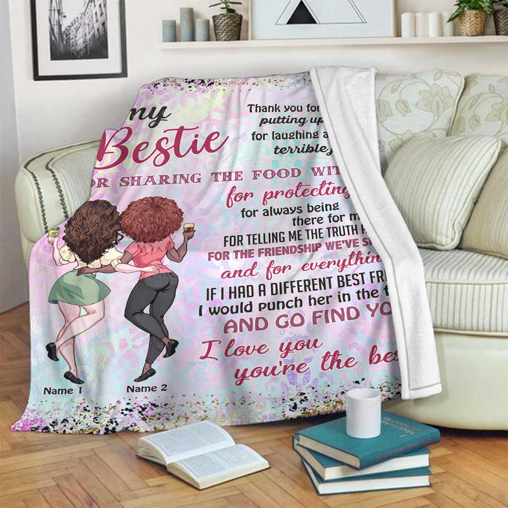 Bestie Love Beautiful Personalized Flannel Blanket For Relaxing At Home And Travel