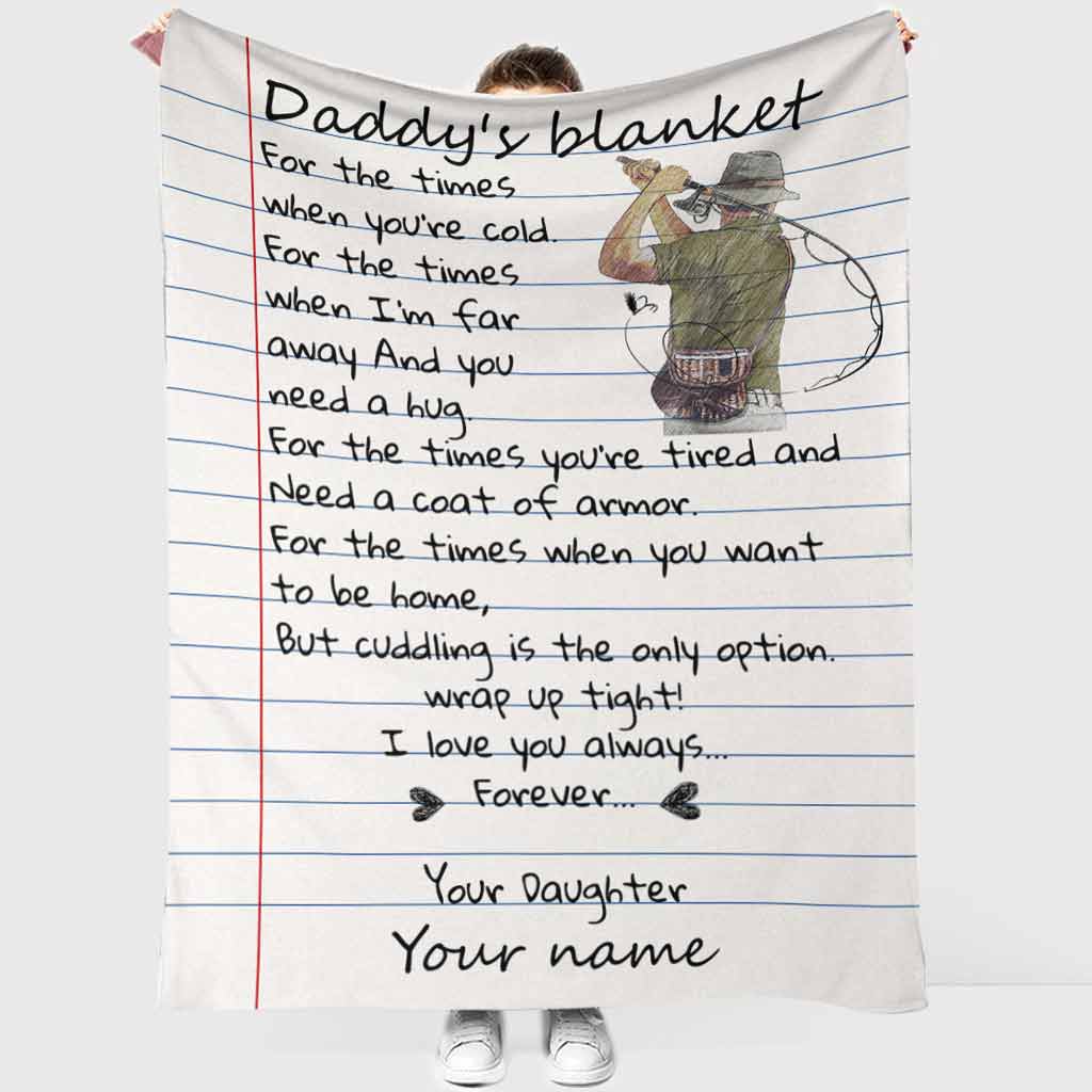 Fishing Daddy I Love You Personalized Flannel Blanket For Living Room And Bedroom Styling
