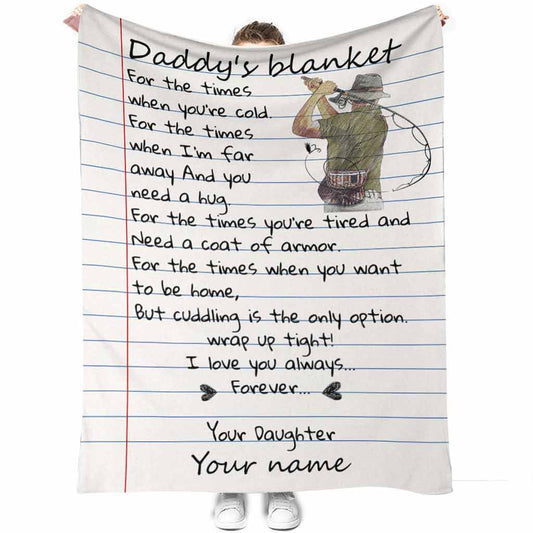Fishing Daddy I Love You Personalized 50 x 60 Inch Flannel Blanket For Cozy Bedroom And Sofa Decor