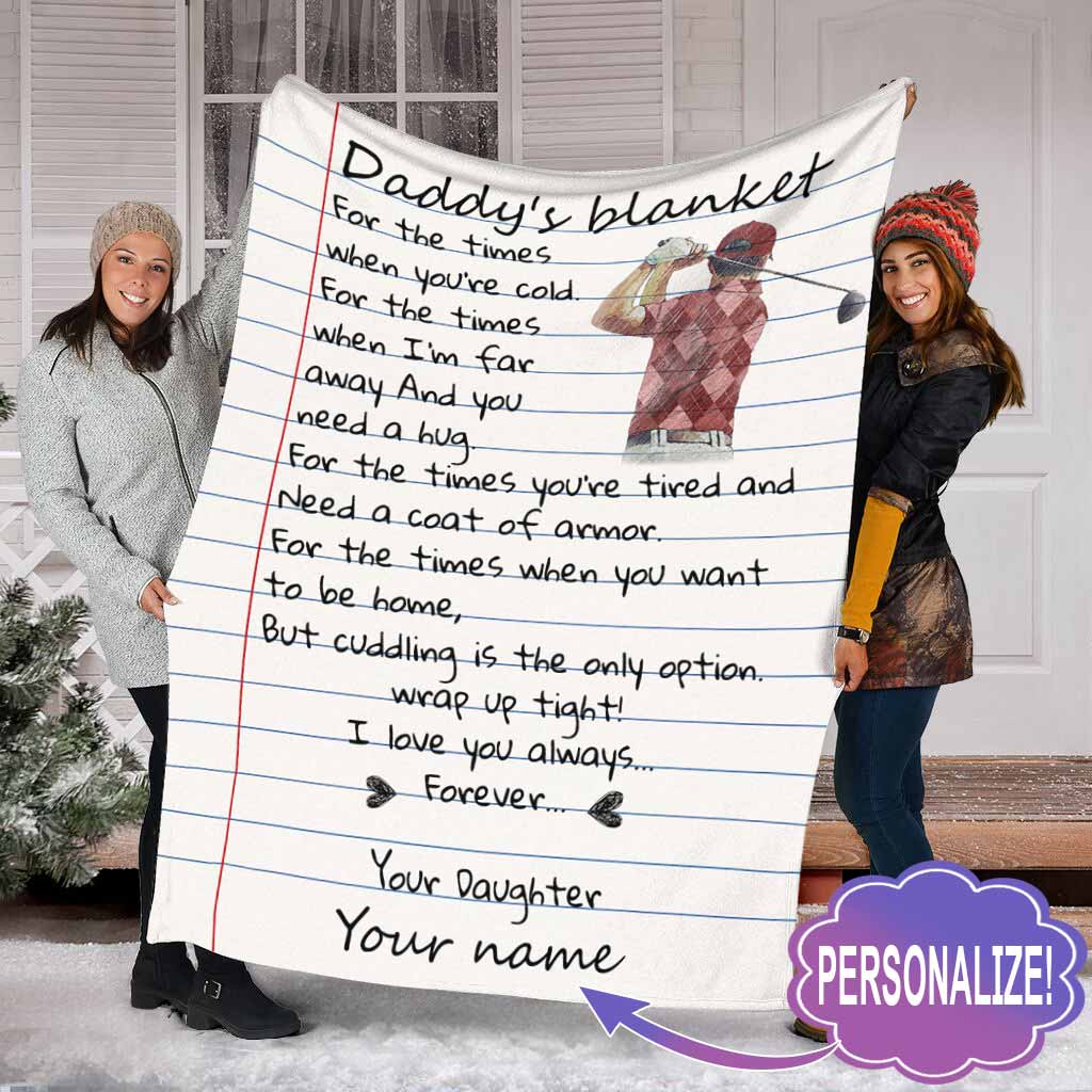 Golf Daddy I Love You Personalized Flannel Blanket For Cozy Home Lounging And Gifting
