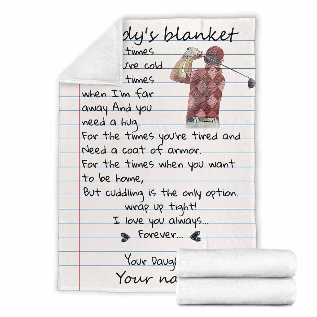 Golf Daddy I Love You Personalized Flannel Blanket For Bed Sofa And Reading Nook Decor