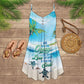Into The Ocean Turtle – Women's Summer Sleeveless V-Neck Camisole Dress