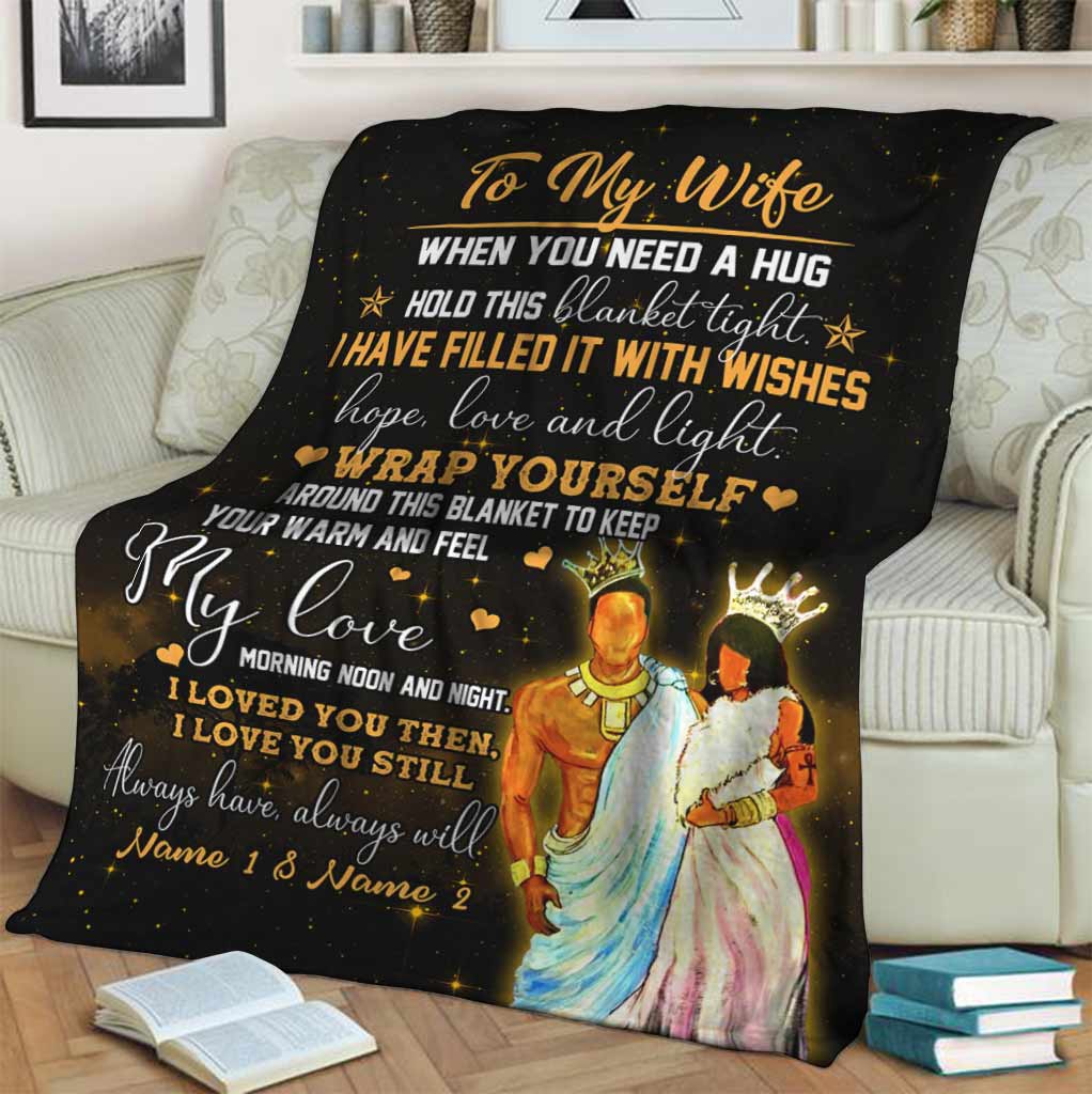 African When You Need A Hug Couple Personalized Flannel Blanket For Cozy Home Lounging And Gifting