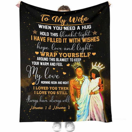 African When You Need A Hug Couple Personalized 50 x 60 Inch Flannel Blanket For Cozy Bedroom And Sofa Decor