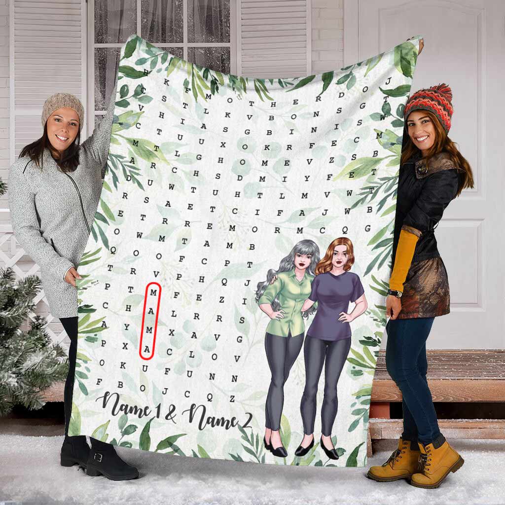 Family Love Mom Home Laughter Crossword Mothers Day Personalized Flannel Blanket For Soft Bed Couch And Home Comfort