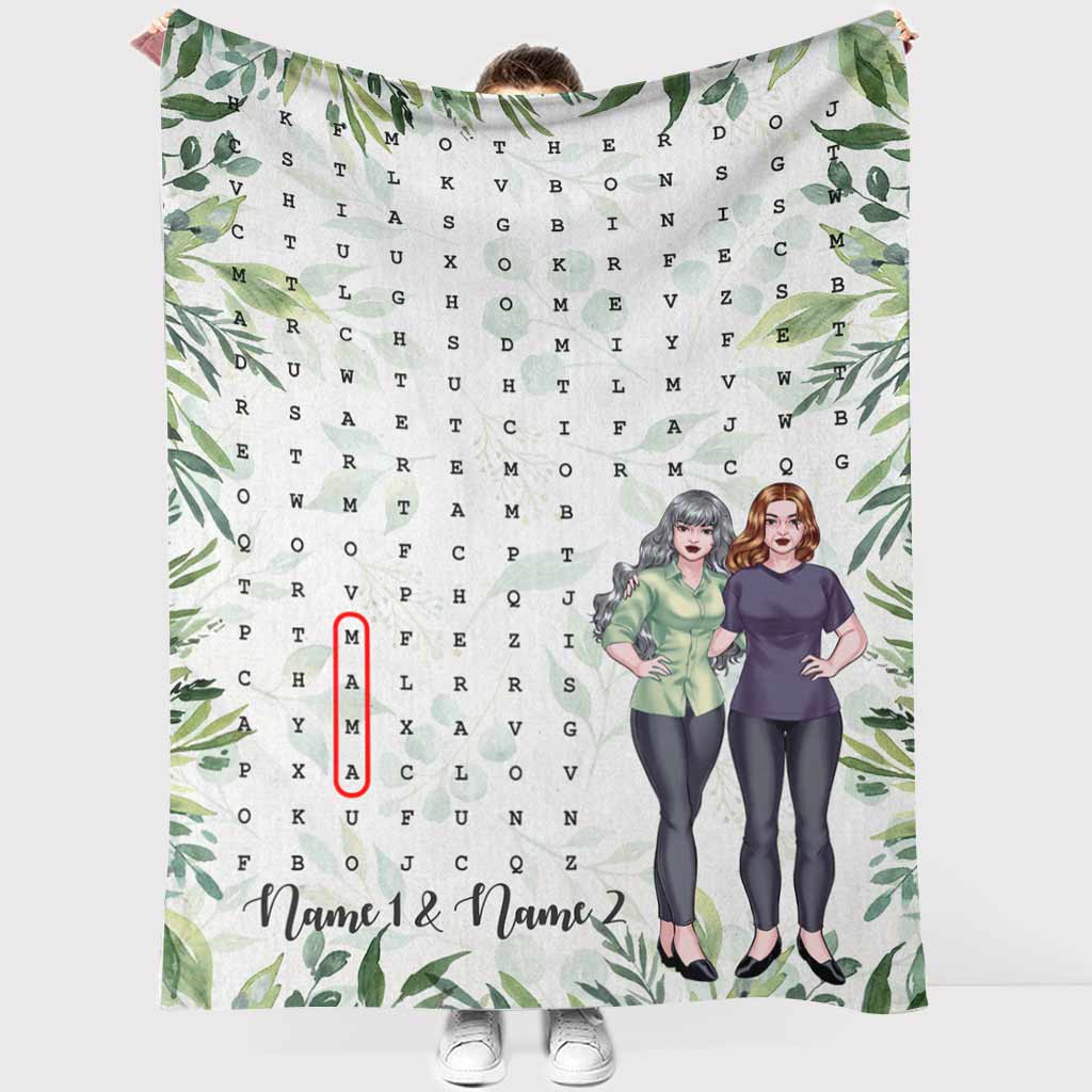 Family Mom Home Laughter Crossword Personalized Flannel Blanket For Living Room And Bedroom Styling