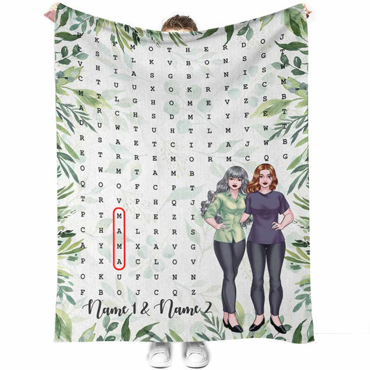 Family Love Mom Home Laughter Crossword Mothers Day Personalized 50 x 60 Inch Flannel Blanket For Cozy Bedroom And Sofa Decor