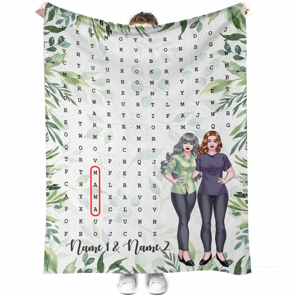 Family Mom Home Laughter Crossword Personalized Flannel Blanket For Cozy Bedroom And Sofa Decor