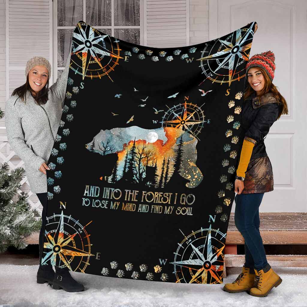Camping And Into The Forest I Go With Bear Flannel Blanket For Soft Bed Couch And Home Comfort