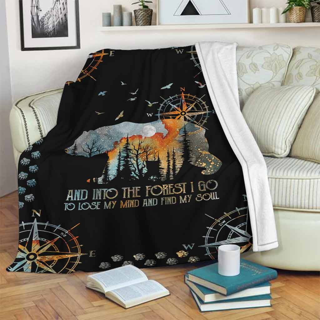 Camping And Into The Forest I Go With Bear Flannel Blanket For Relaxing At Home And Travel