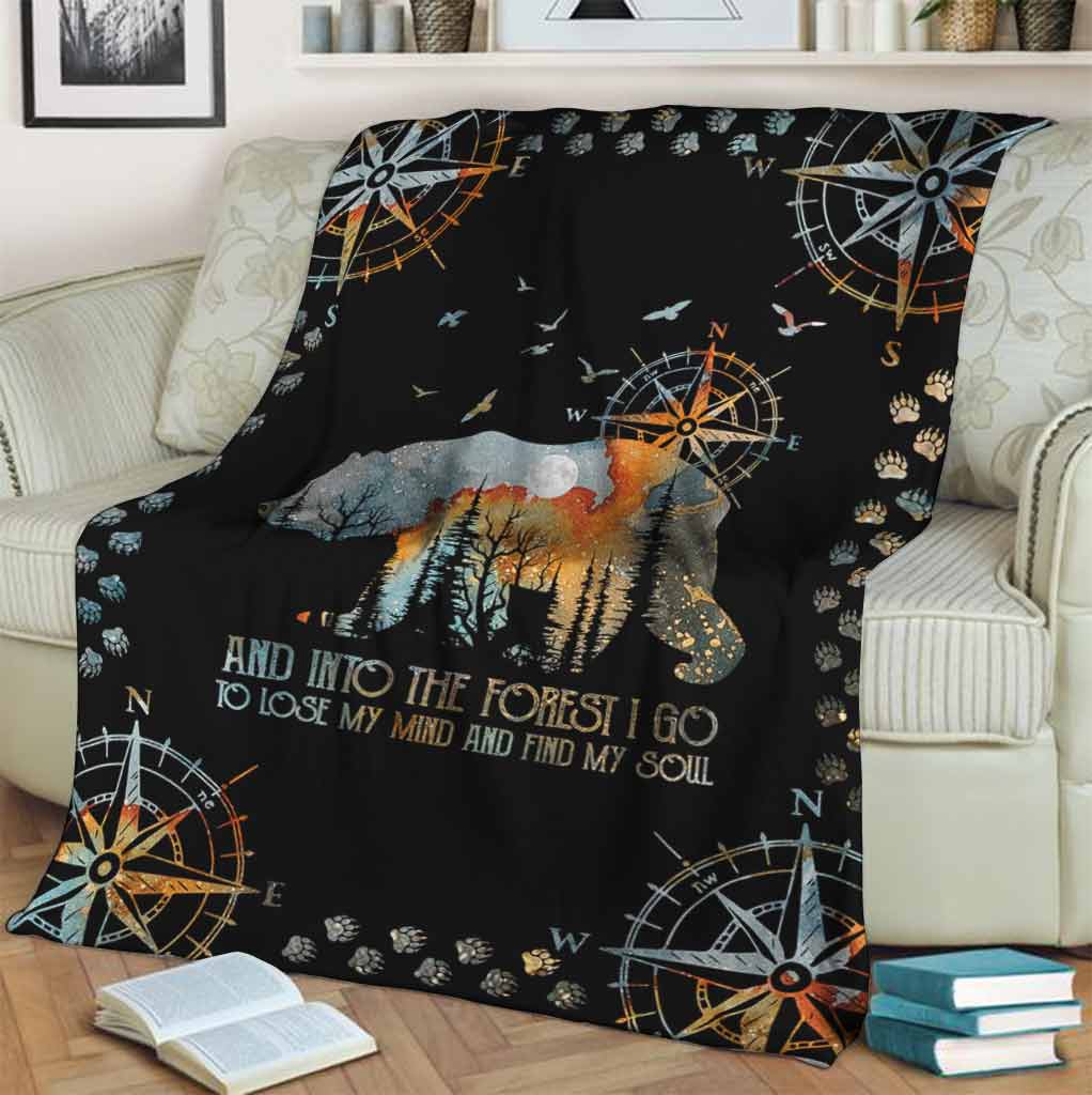Camping And Into The Forest I Go With Bear Flannel Blanket For Bed Sofa And Reading Nook Decor