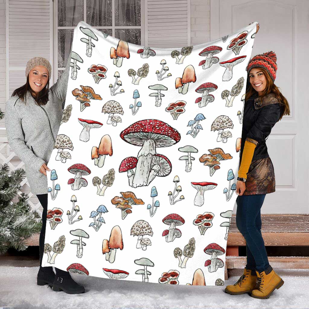 Mushroom Forest Lover Flannel Blanket For Relaxing At Home And Travel