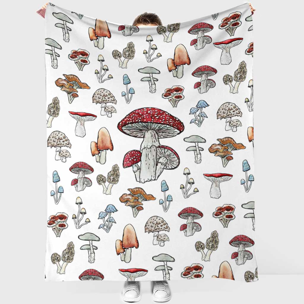 Mushroom Forest Lover Flannel Blanket For Bed Sofa And Reading Nook Decor