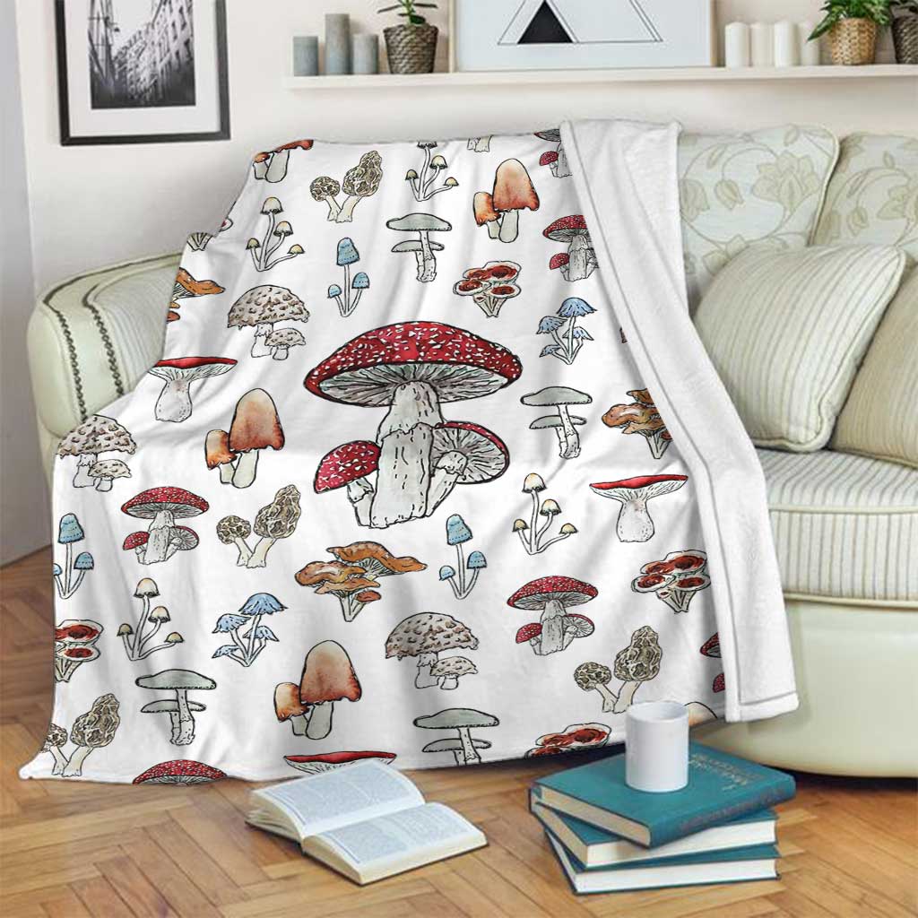 Mushroom Forest Lover Flannel Blanket For Cozy Home Lounging And Gifting