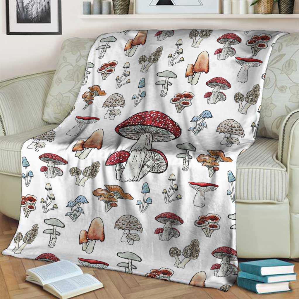 Mushroom Forest Lover Flannel Blanket For Soft Bed Couch And Home Comfort