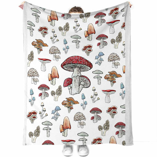 Mushroom Forest Lover Flannel Blanket For Cozy Bedroom And Sofa Decor