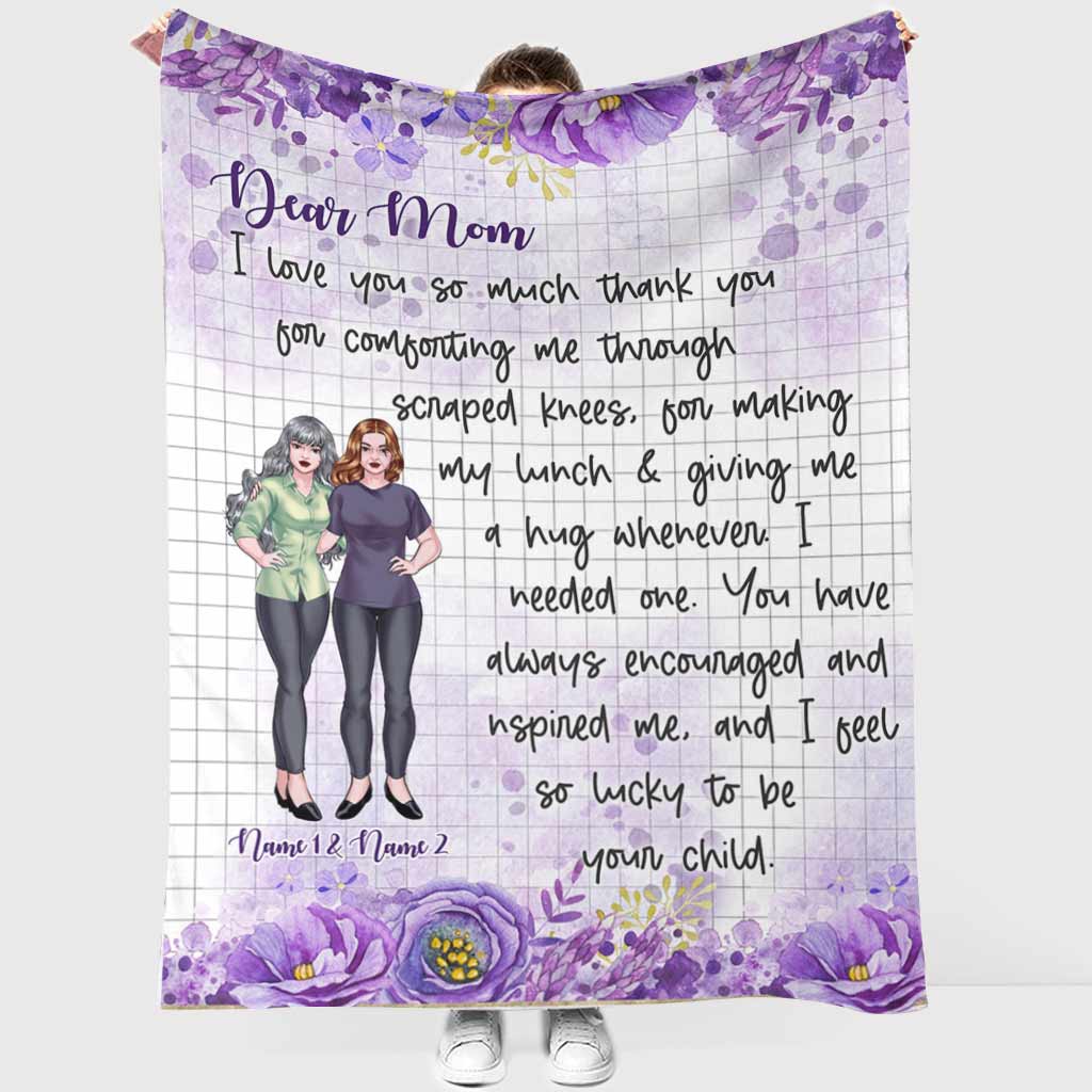 Family Dear Mom Love You Personalized Flannel Blanket For Living Room And Bedroom Styling