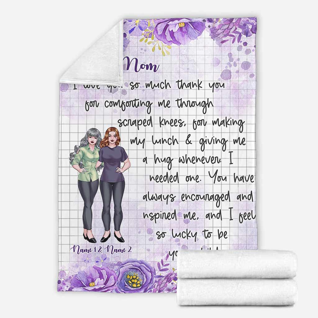 Family Dear Mom Love You Personalized Flannel Blanket For Cozy Home Lounging And Gifting