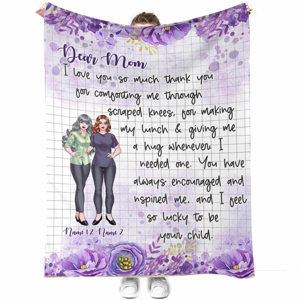 Family Love Dear Mom I Love You So Much Mothers Day Personalized 50 x 60 Inch Flannel Blanket For Cozy Bedroom And Sofa Decor