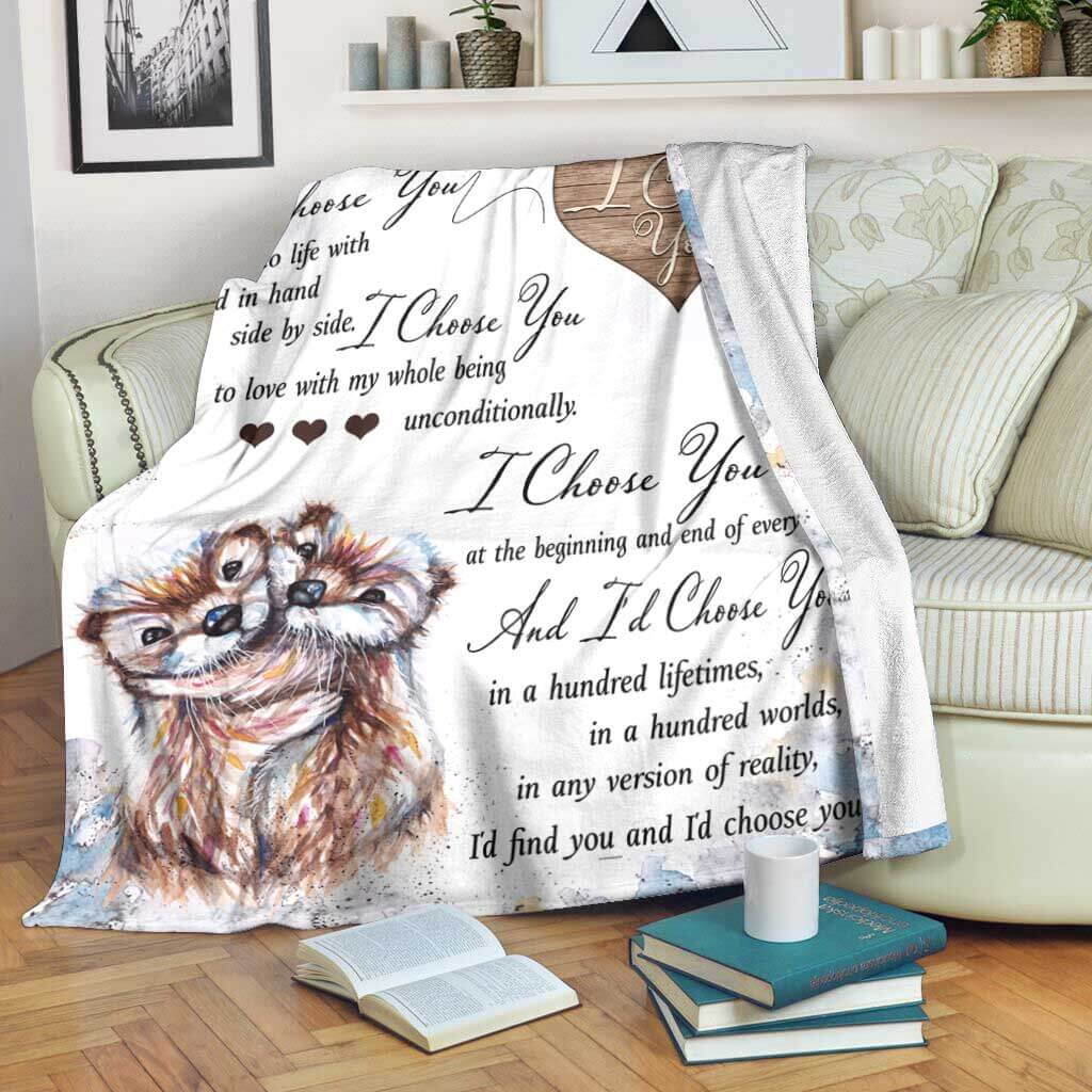 Cute Otter Love Gift Flannel Blanket For Soft Bed Couch And Home Comfort