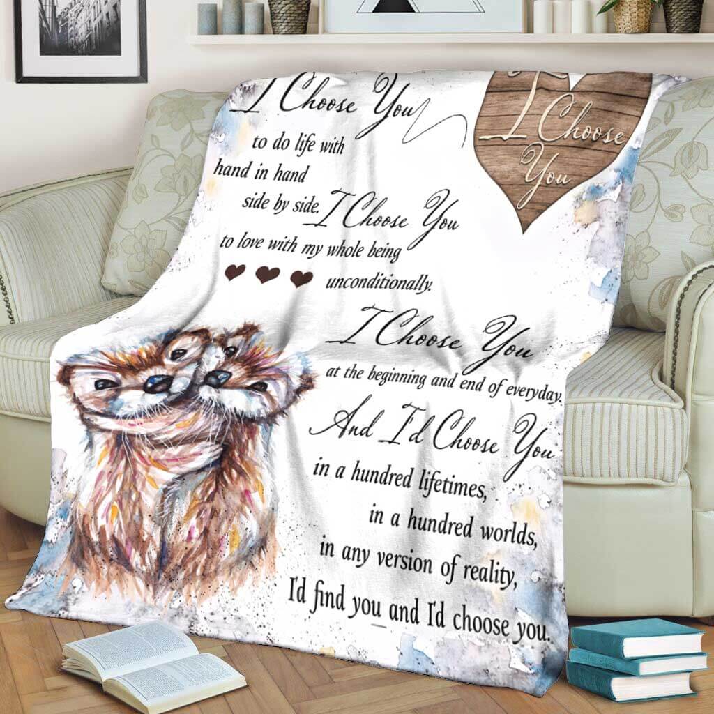Cute Otter Love Gift Flannel Blanket For Living Room And Bedroom Styling