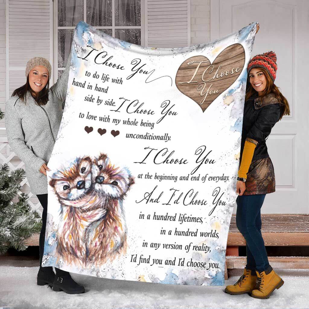 Cute Otter Love Gift Flannel Blanket For Relaxing At Home And Travel