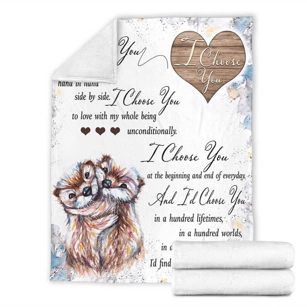 Cute Otter Love Gift Flannel Blanket For Bed Sofa And Reading Nook Decor