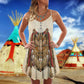 Native Owls Summer Pattern – Women's Summer Sleeveless V-Neck Camisole Dress