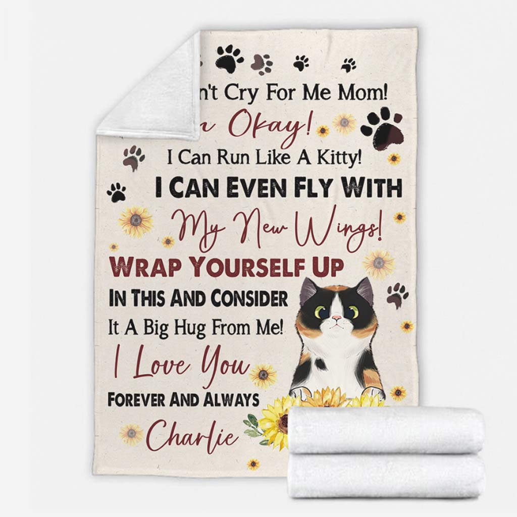 Cat Don't Cry For Me Mom Mothers Day Cat Personalized Flannel Blanket For Cozy Home Lounging And Gifting