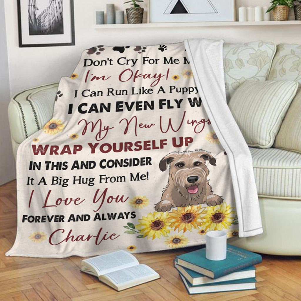 Wheaten Terrier Don't Cry For Me Mom Personalized Flannel Blanket For Relaxing At Home And Travel