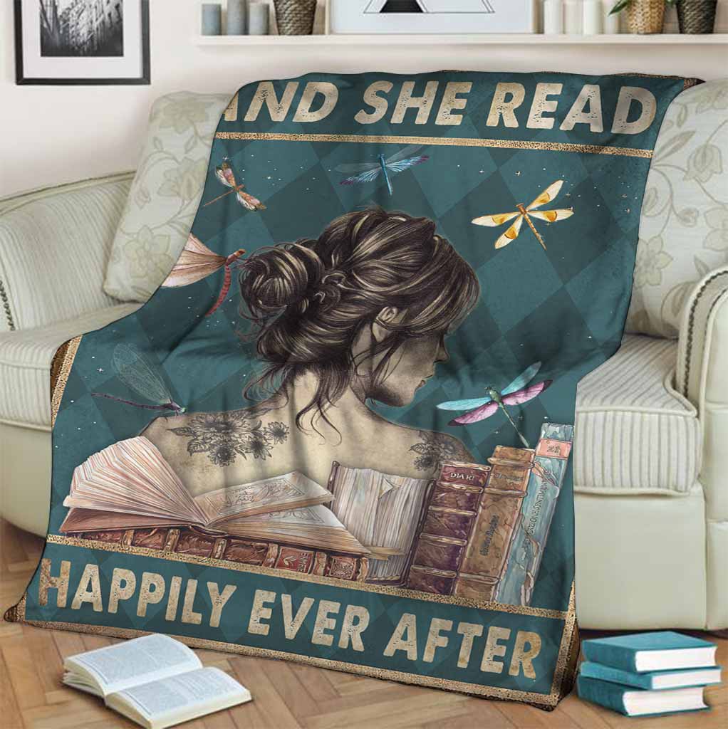 Book And She Read Happily Ever After Flannel Blanket For Soft Bed Couch And Home Comfort