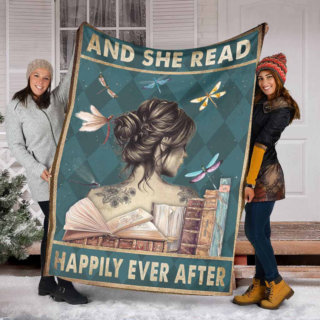 Book And She Read Happily Ever After Flannel Blanket For Living Room And Bedroom Styling