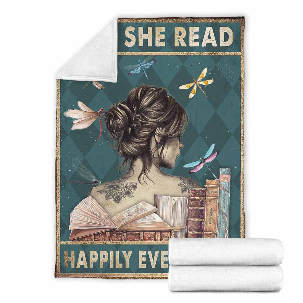 Book And She Read Happily Ever After Flannel Blanket For Relaxing At Home And Travel